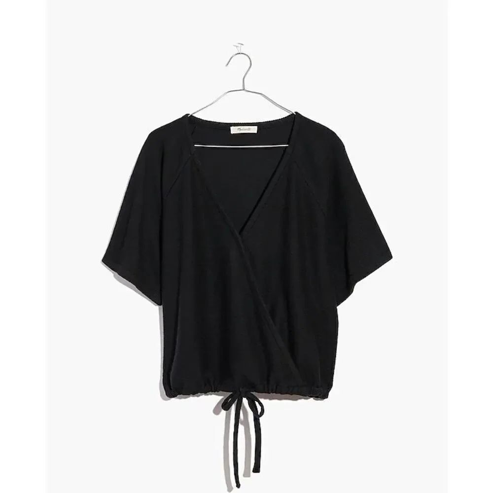 Madewell cotton blend Drapey Ottoman Jacquard Wrap Top size S